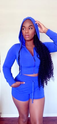 Image 1 of Royal baby Hoodie 2pc shorts set (blue)