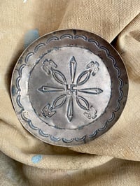 Image 1 of 20s NAVAJO ASHTRAY WITH THUNDERBIRDS AND WHIRLING LOG