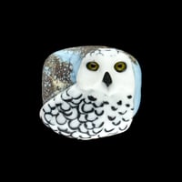 Image 1 of LG. Snowy Owl - Flamework Glass Sculpture Bead