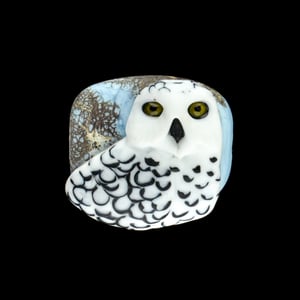Image of LG. Snowy Owl - Flamework Glass Sculpture Bead