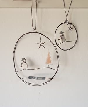 Image of Rustic Wire Wreath  - Snowman - Snowman 7cms