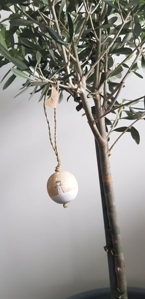 Image of Wooden Christmas Bauble - Snowman 4cms