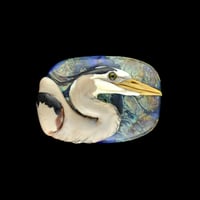 Image 1 of XL. Stalking Great Blue Heron - Flamework Glass Sculpture Bead