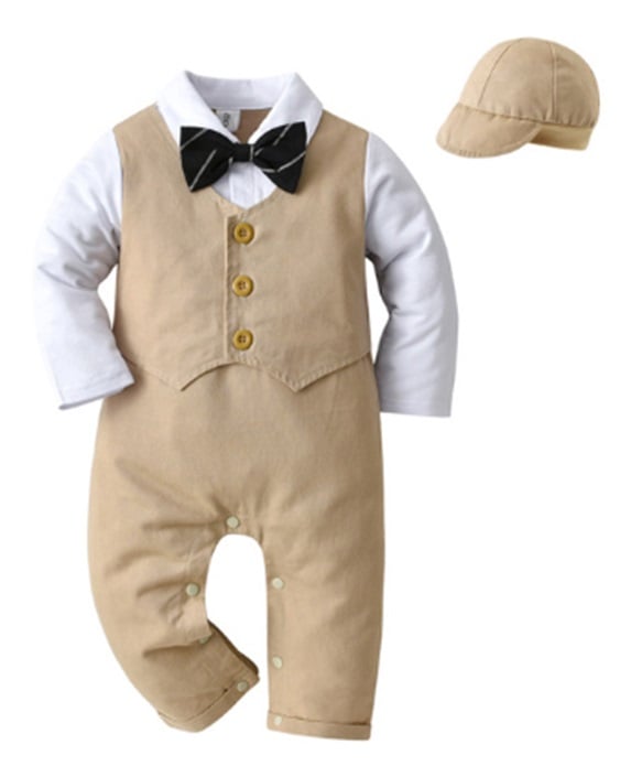 Image of Baby Boy Gentleman Khaki Suit 