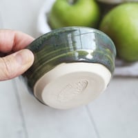 Image 12 of Set of Three Small Ceramic Bowls, Handcrafted Stoneware Prep Bowls, Green Pottery Made in USA
