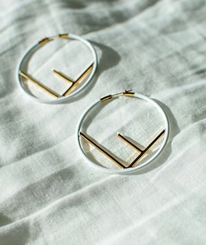 Image of (THIS ITEM JUST SOLD) Authentic Preowned FF White Enamel Hoops