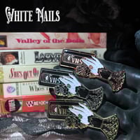 Image 3 of VHS Mourning Hand Enamel Pin