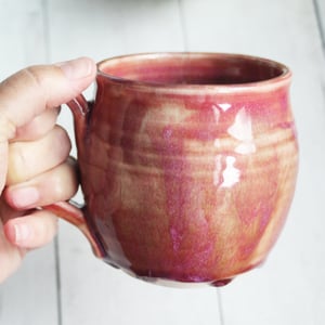 Image of Earthy Mango Glazed Mug, Handmade Pottery Mug 14 ounce, Made in USA