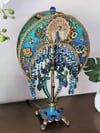 Peacock Crescent  Luxury Lamp with Silk Victorian Lampshade & Antique Lamp