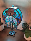 Peacock Crescent  Luxury Lamp with Silk Victorian Lampshade & Antique Lamp