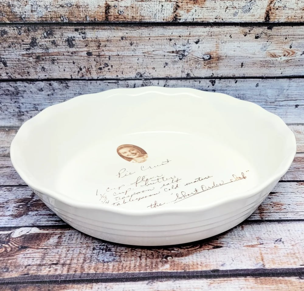 Image of Recipe Pie Dish with Handwriting and Photo