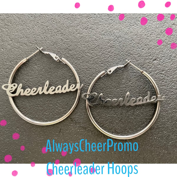 Image of Cheerleader Silver Hoop Earrings