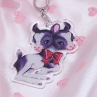 Image 1 of Mootant Two Headed Calf Cow Creepy Cute 2.5" Acrylic Charm Keychain