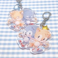 Image 1 of Sonic & Tails 90s Video Game Meme Gaming Acrylic Charm Keychain
