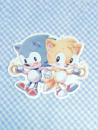 Image 2 of Sonic and Tails Retro Gaming 3" Waterproof Vinyl Sticker
