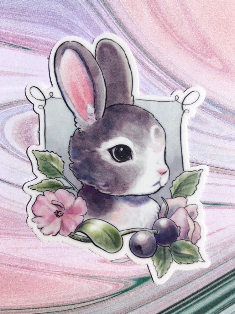 Creepy Cute Bunny Plush Die Cut Waterproof Vinyl Sticker 