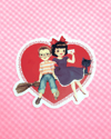 Kiki's Delivery Service Valentine Waterproof 3" Vinyl Sticker