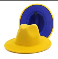 MUSTARD/ROYAL BLUE BOTTOM FEDORA