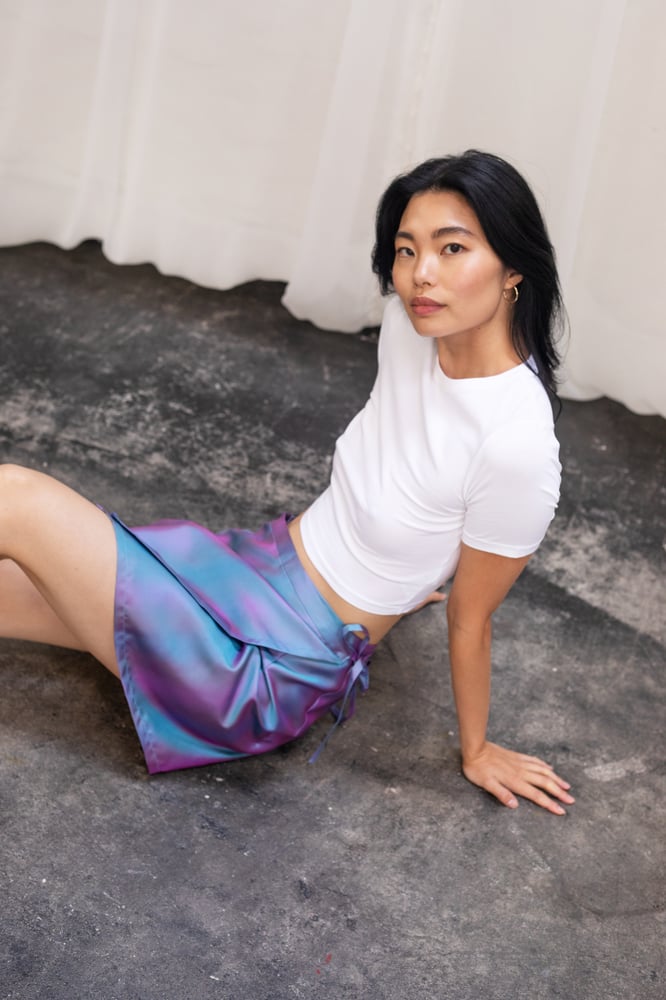 Image of OY A Neon Silk Wrap Skirt
