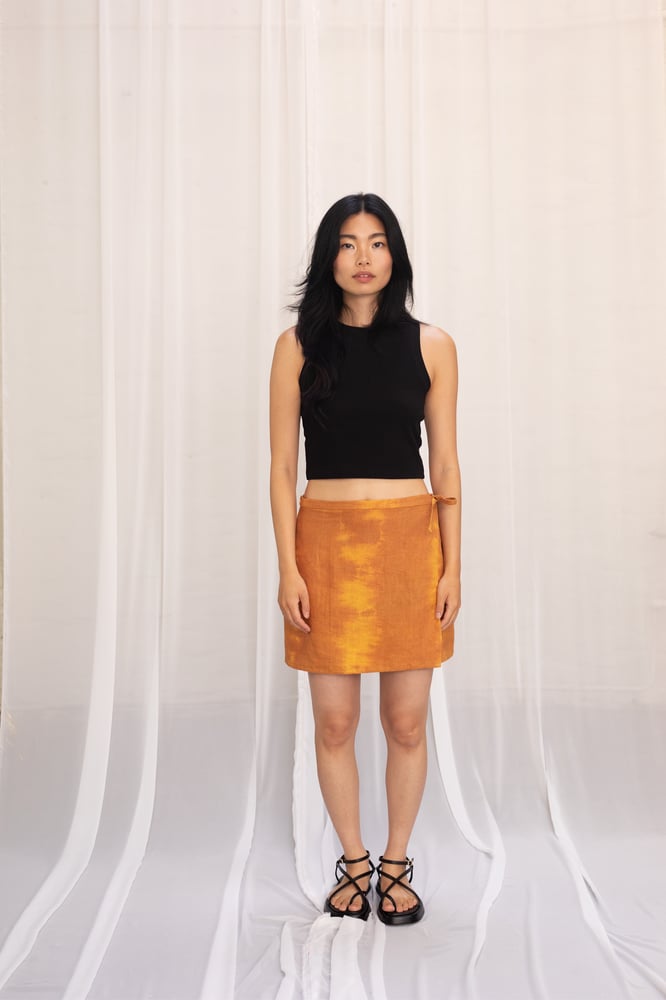 Image of OY A LAB: Turmeric Linen Wrap Skirt