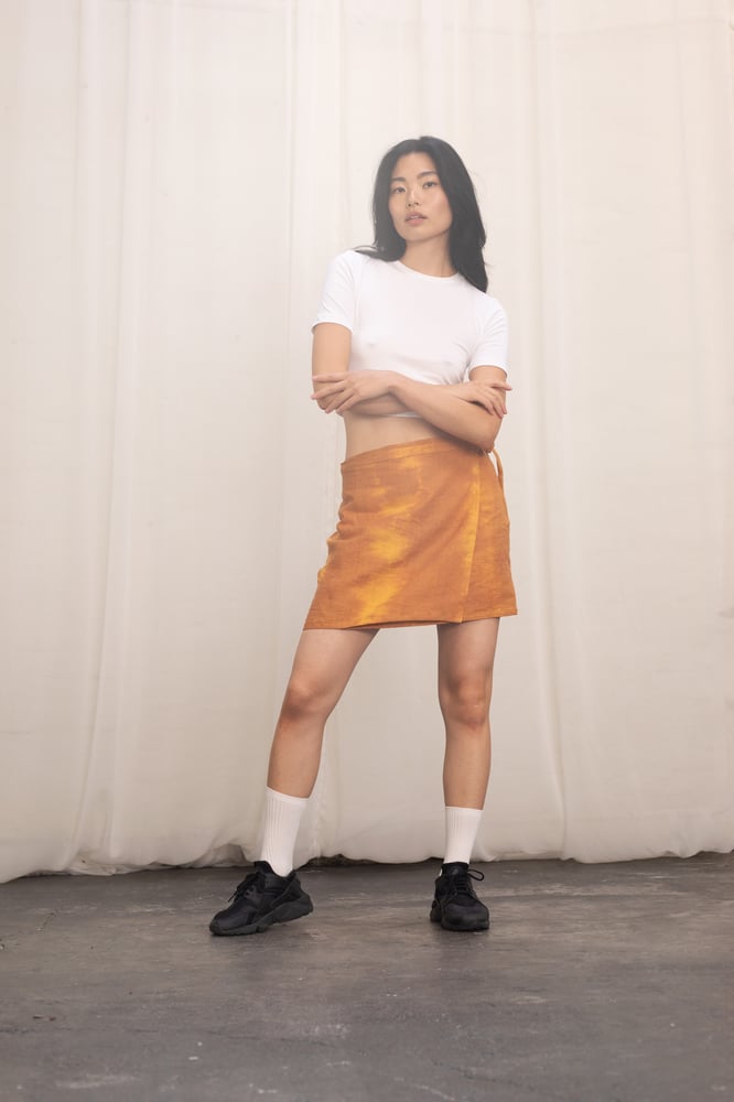 Image of OY A LAB: Turmeric Linen Wrap Skirt