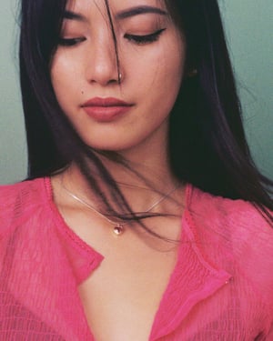 Image of The Bold Heart x Red Garnet heart shape mixed cut silver necklace