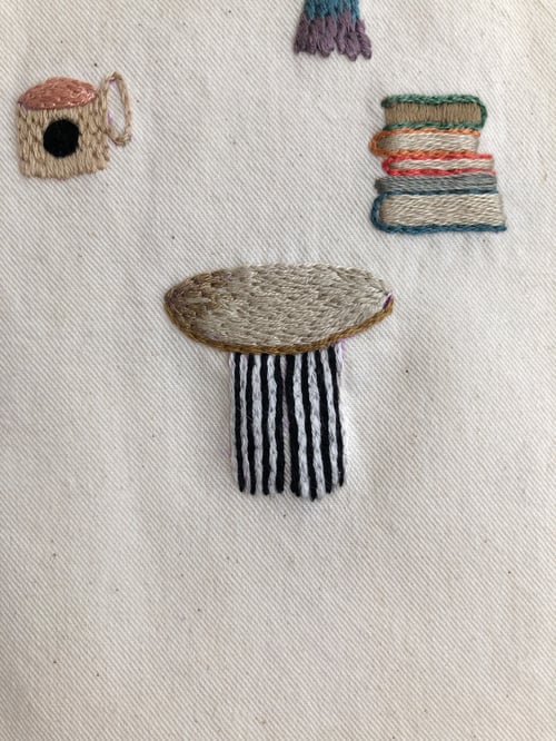 Image of Home - hand embroidery art, raw edges, one of a kind