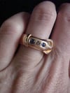 VICTORIAN / EDWARDIAN THICK 18CT YELLOW GOLD SAPPHIRE DIAMOND WIDE BUCKLE RING