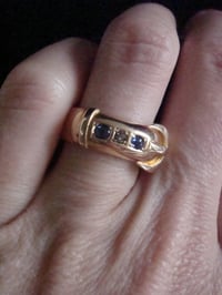 Image 4 of VICTORIAN / EDWARDIAN THICK 18CT YELLOW GOLD SAPPHIRE DIAMOND WIDE BUCKLE RING