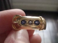 Image 5 of VICTORIAN / EDWARDIAN THICK 18CT YELLOW GOLD SAPPHIRE DIAMOND WIDE BUCKLE RING