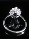 Modern 18ct white gold natural sapphire 2.63ct & diamond 0.98ct cluster ring