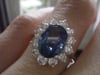 Modern 18ct white gold natural sapphire 2.63ct & diamond 0.98ct cluster ring