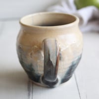 Image 5 of Pottery Mug in Buttercream and Brown Glazes, 15 oz. Stoneware Coffee Cup, Made in USA No file chosen