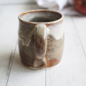 Image of Pottery Mug in Sage Green and Brown Glazes, Made in USA