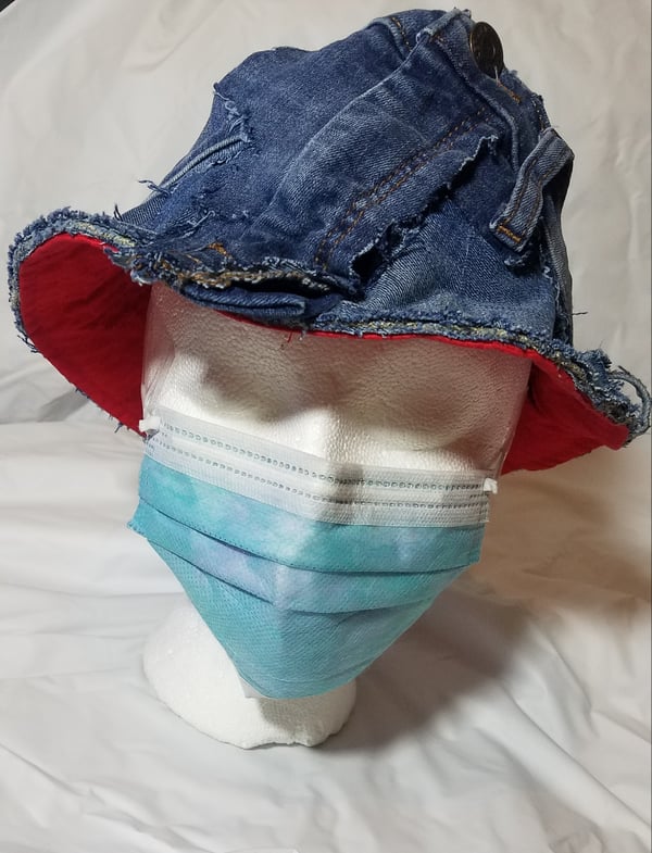 Image of Tasty Raw Edge Denim “Waisted Inferno” Bucket Hat