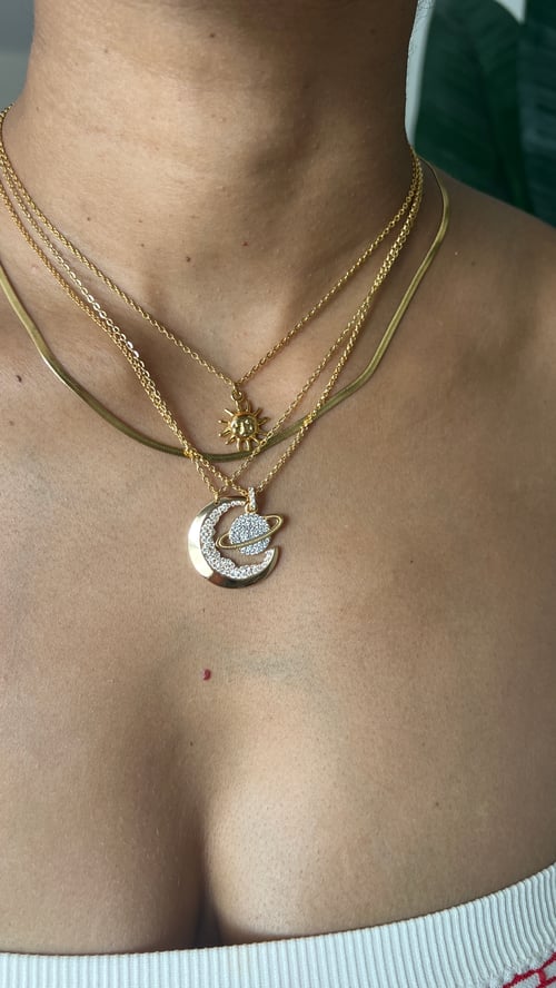 Image of MOON BEAM • Gem Encrusted Moon Necklace