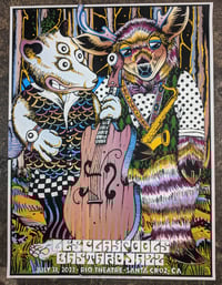 Image 1 of Les Claypool's Bastard Jazz-7/31/22. Artwork by Caitlin Mattisson and Alan Forbes