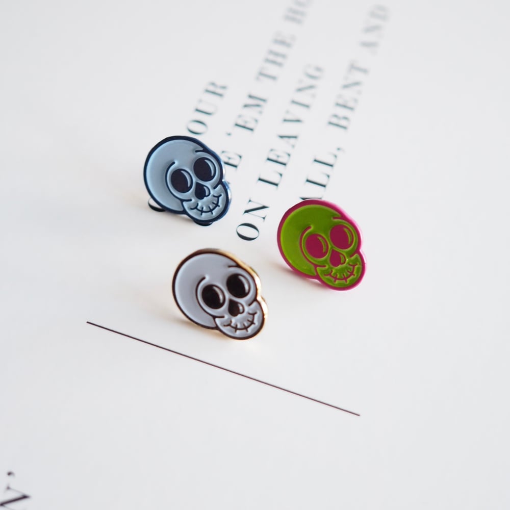 Image of Happy Skull Enamel Pin