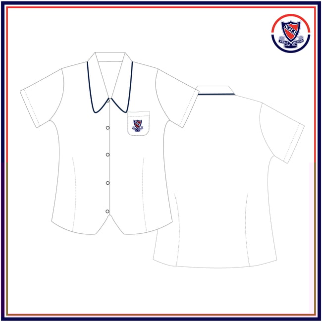 NHS Senior Girls Blouse Yrs 10-12 White/Navy Piping $36.95