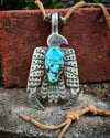 WL&A Handmade Old Style Ingot Black Jack Turquoise Thunderbird Pendant - 3.75" - 135 Grams