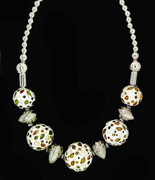 Image of Enamelled and Sterling Silver Beads 