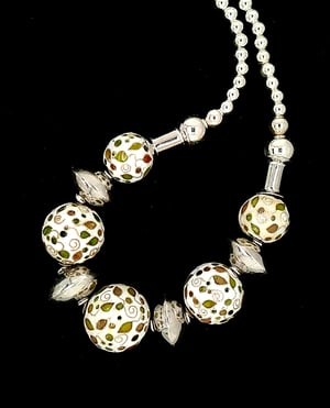 Image of Enamelled and Sterling Silver Beads