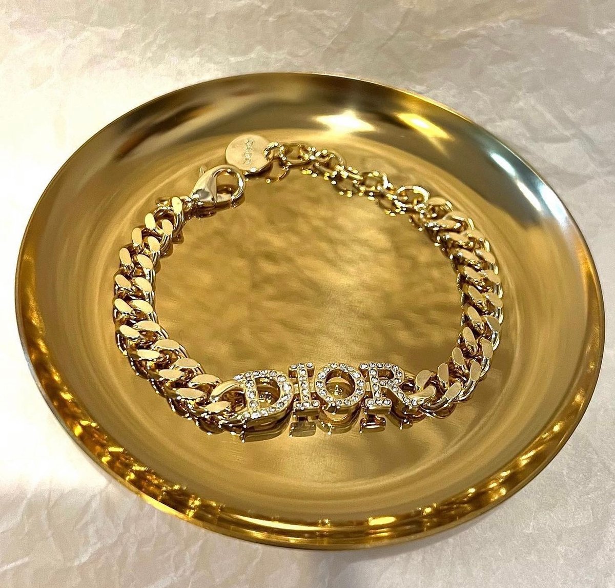Image of Preloved DIO(R)EVOLUTION Bracelet Gold-Finish Metal and White Crystals