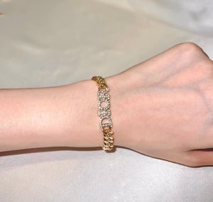 Image of Preloved DIO(R)EVOLUTION Bracelet Gold-Finish Metal and White Crystals