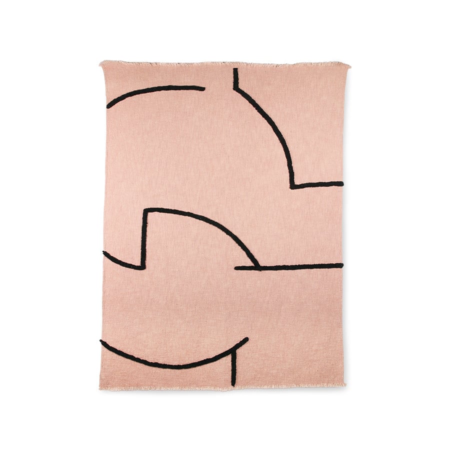 Image of Soft Woven Throw with Black Tufted Lines by Hkliving