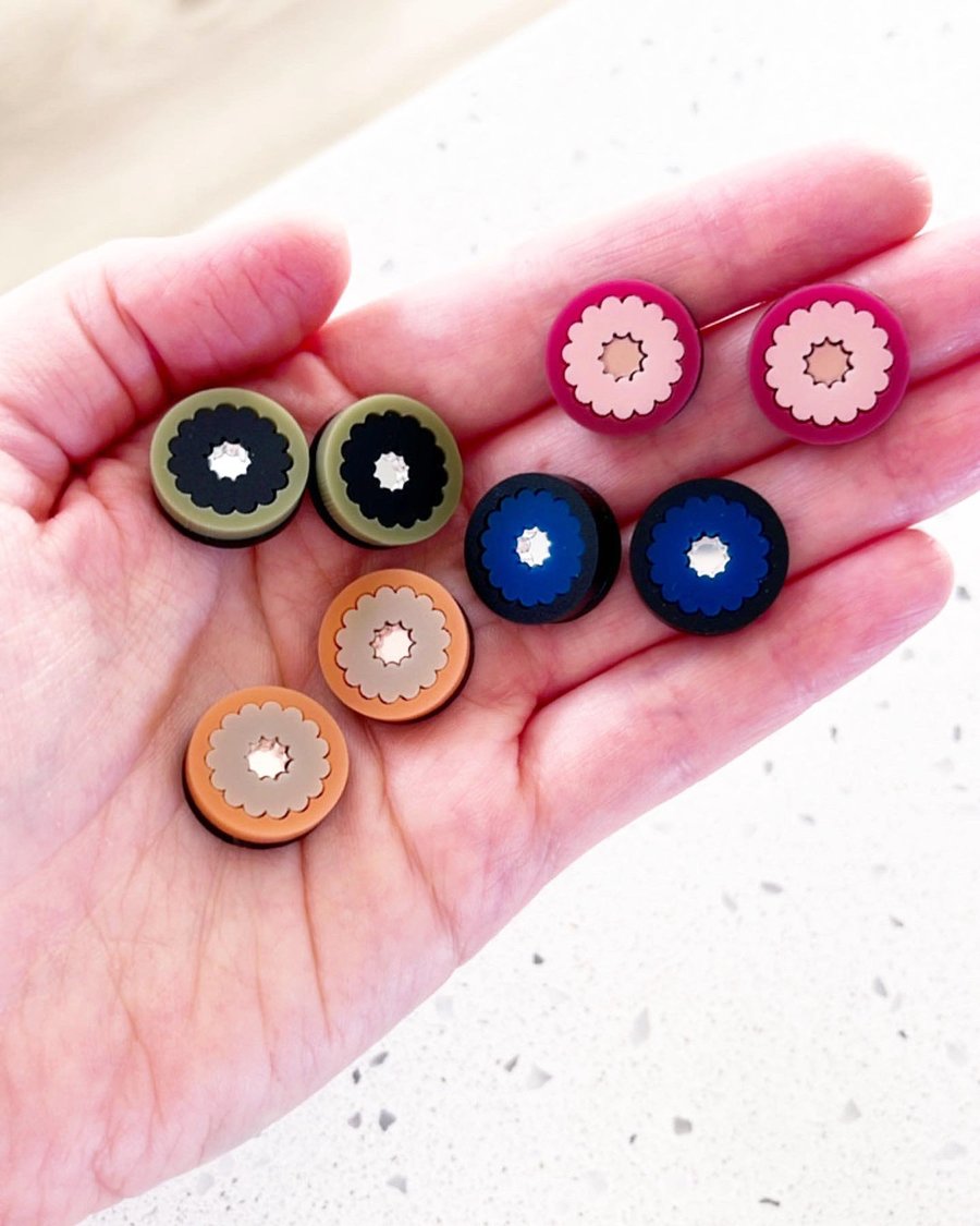 Image of Button Flower Studs