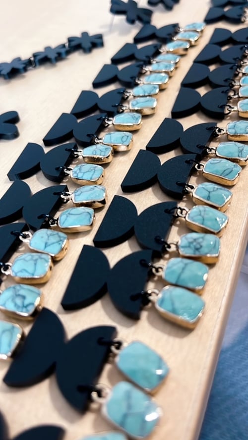 Image of Turquoise stone drop dangles