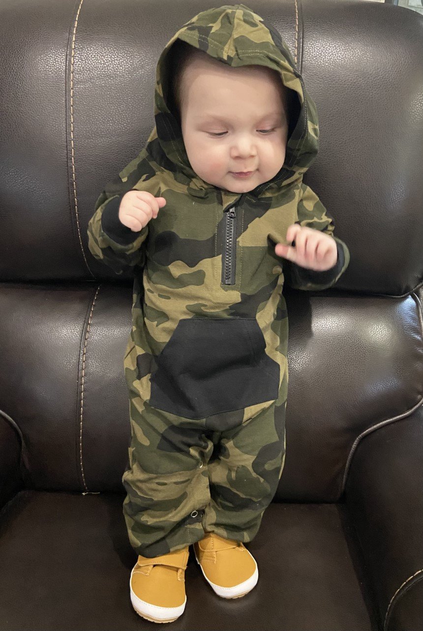 Image of Camouflage Hoodie Romper