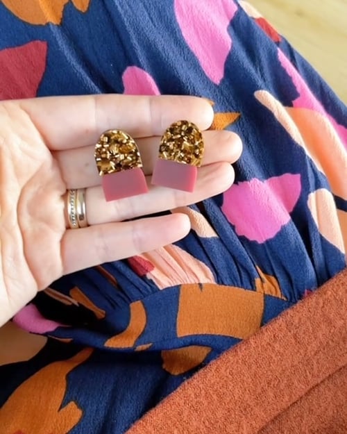 Image of Copper Glitter Studs