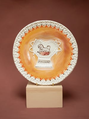 Image of Romantic Vase Plate - Silver Lustre - Lion